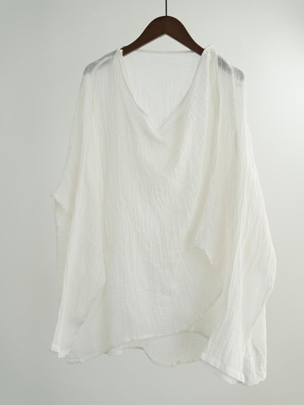 燕燕~原創稀疏肌理感亞麻寬鬆披肩開襟衫 復古文藝防曬多穿法襯衫 ab2634401 