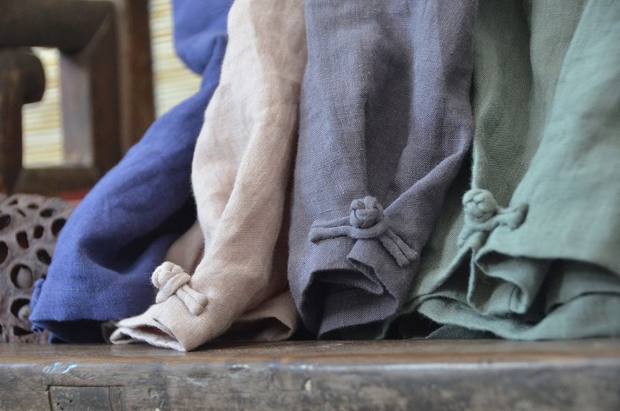 燕燕 春秋款 亞麻小衫文藝復古斜襟 棉麻女裝盤扣上衣 