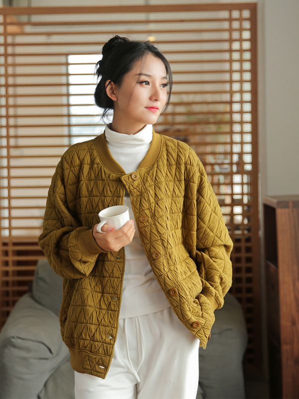 燕燕~棉麻商品~ 冬季新品   寬鬆顯瘦夾棉加厚外套 