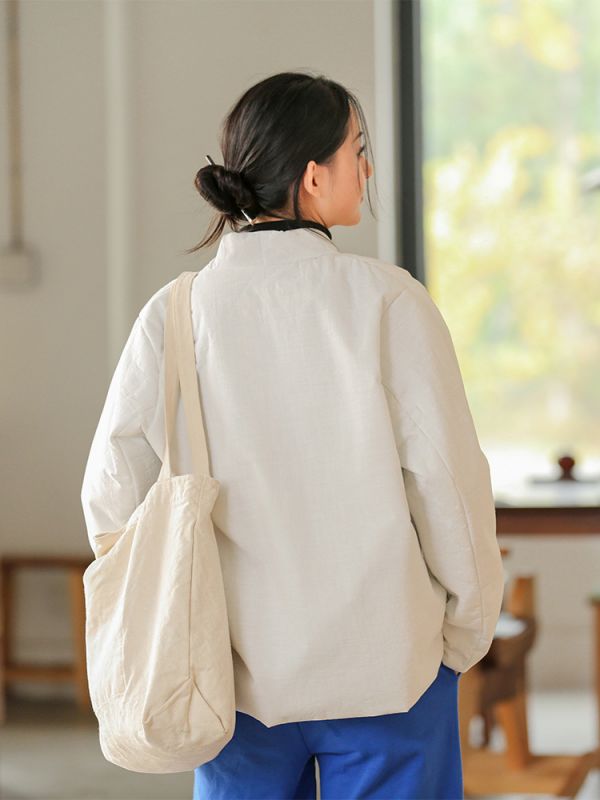 燕燕~棉麻商品~ 寬鬆百搭夾棉加厚保暖女式棉衣棉服外套 