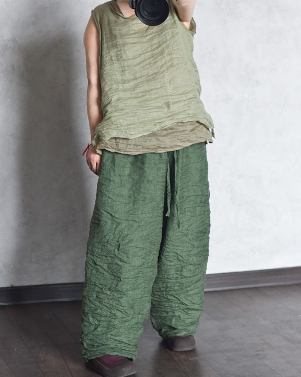 燕燕~春秋夏季款  輕薄苧麻 寬鬆無袖背心百搭打底衫 