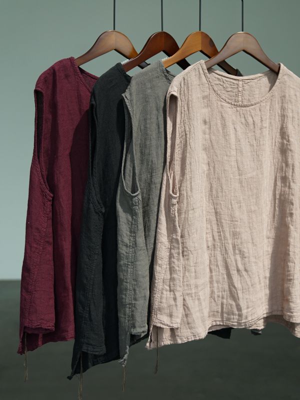 燕燕~亞麻~秋季文藝水洗做舊多色休閒懷舊百搭背心 ab2531101 