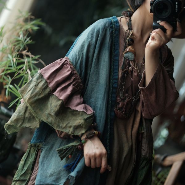 燕燕~復古文藝苧麻不對襯坎肩外披小衫 外套 ab223801 