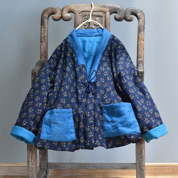 燕燕~棉麻商品~日系森林系~繫帶款盤扣設計 棉襖外套 棉服短款外套 