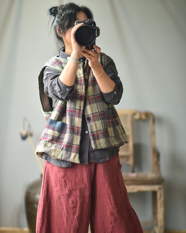 燕燕. 秋冬款 羊羔絨  復古保暖護肩 加厚棉背心 