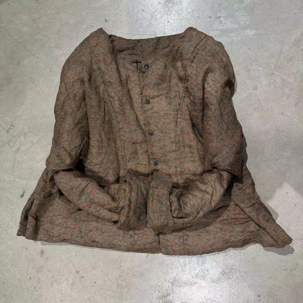 燕燕~秋冬新款  藝術印花中式莧麻開襟衫  棉服上衣 外套 