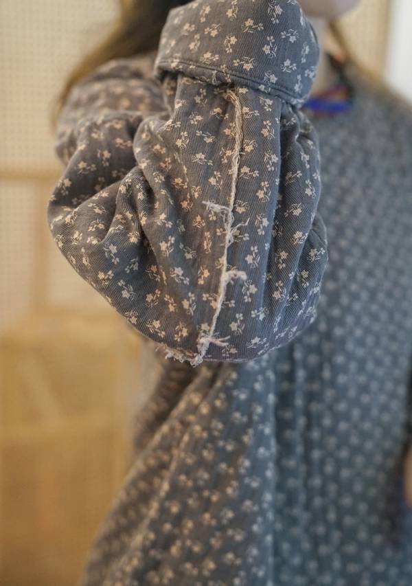 燕燕棉麻～斜襟碎花寬鬆廓形加厚棉衣外套 ab2134101 