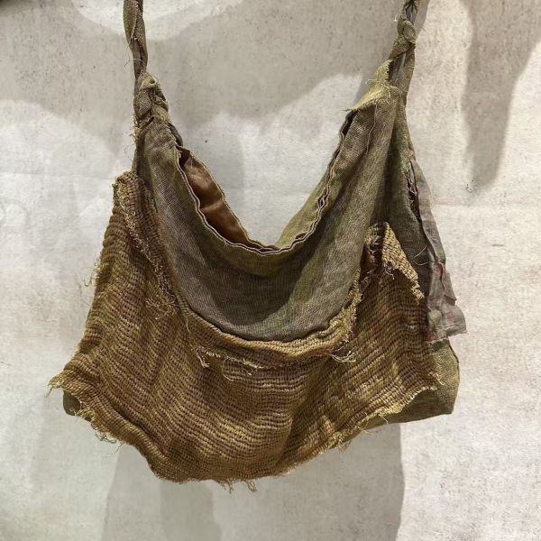 燕燕~苧麻亞麻拼布復古托特大包斜背包 