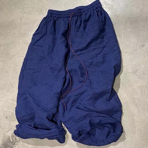 燕燕~砂洗加厚苧麻    撞色抽繩文藝復古休閒百搭寬鬆長褲 