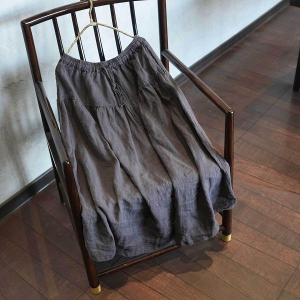 燕燕~亞麻寬鬆復古文藝休閒長裙 