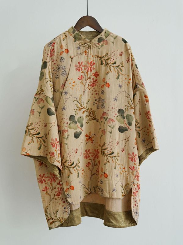 燕燕~棉麻商品~早春新品 文藝斜襟田園風寬鬆輪廓襯衫禪意個性上衣 ab2630401 