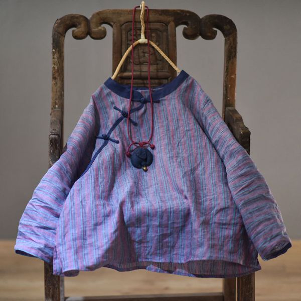 燕燕~棉麻商品~日系森林系~亞麻材質 寬鬆手工縫製盤扣上衣 長袖棉麻衫 