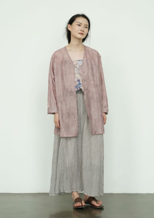 燕燕～暈染撞色V領長袖襯衫 上衣外套   ab2519701 