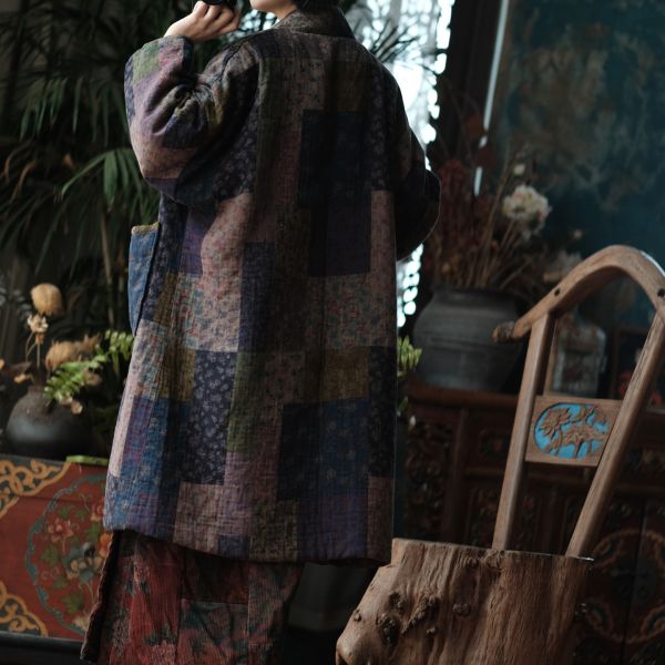 燕燕~設計文藝復古寬鬆夾棉棉衣外套袍子 ab193101 