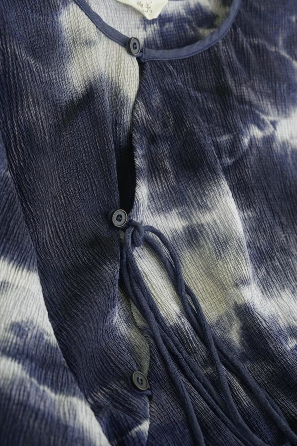 燕燕~全新中式斜襟寬袖皺布襯衫 早秋復古紮染寬鬆上衣 ＋長裙 可搭配套裝 ab2228301 