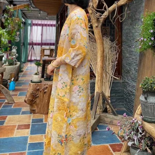 燕燕. 苧麻. 數碼印花寬鬆 洋裝 連身裙 ab185701 