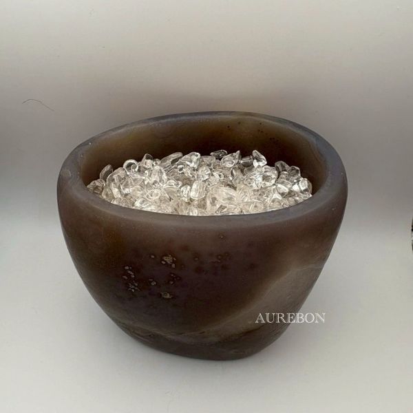 瑪瑙碗（含白水晶碎石）｜能量淨化・穩定回復・日常清理 瑪瑙碗, 白水晶碎石, 水晶淨化, 水晶消磁, 能量清理, 日常淨化, 水晶保養, 芮隱水晶