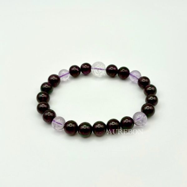 年度行運密碼147｜紫鴉石榴・深層智慧・靈性防護・穩定覺知能量 密碼147, 紫鴉石榴, Purple Garnet, 石榴石手串, 行運水晶, 智慧提升, 靈性防護, 專注力, 高頻能量, 芮隱水晶