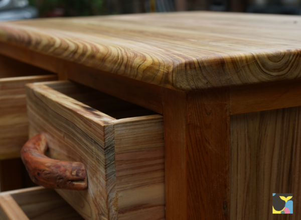 台灣檜三層手工書桌櫃 