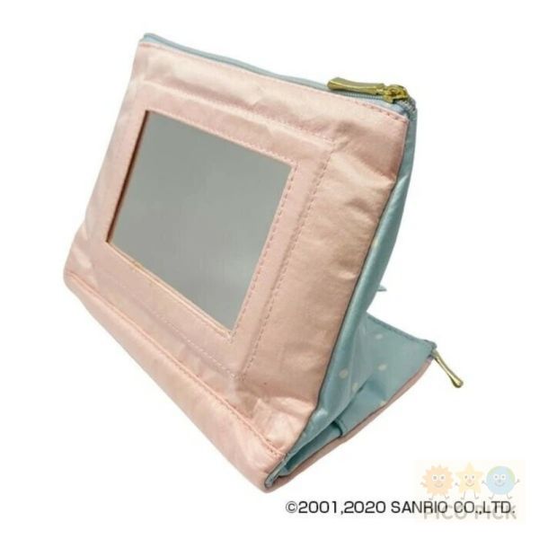 日本直送｜Sanrio大耳狗 鏡子立架化妝包】附鏡面收納袋＋面紙口袋功能 