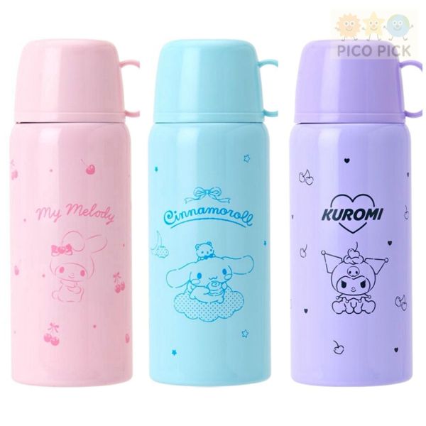 日本直送 Sanrio 三麗鷗 2WAY 不鏽鋼水壺｜兒童兩用保溫瓶附斜背水壺袋｜直飲／杯蓋水壺｜My Melody／大耳狗/庫洛米 三麗鷗水壺、兒童兩用保溫瓶、附斜背水壺袋、不鏽鋼保冷保溫水壺、直飲水壺、杯蓋水壺、My Melody 水壺、Cinnamoroll 水壺、Kuromi 水壺