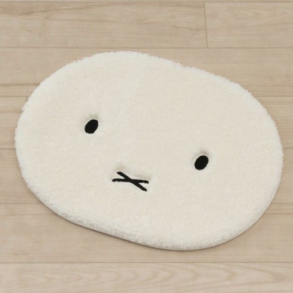 日本｜正版Miffy 米飛臉型蓬鬆地墊 40×50cm｜浴室/玄關/居家地墊 