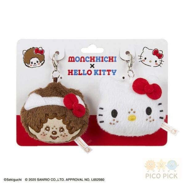 日本 直送 50週年限定 Monchhichi × Hello Kitty 絨毛吊飾組 