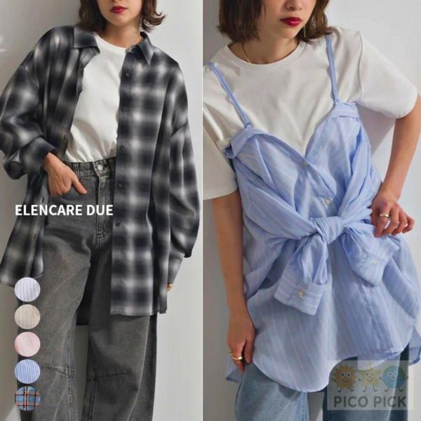 2026春裝Elencare due日本 2WAY透膚格紋襯衫 外罩衫 長版襯衫 綁帶上衣 罩衫 女裝 