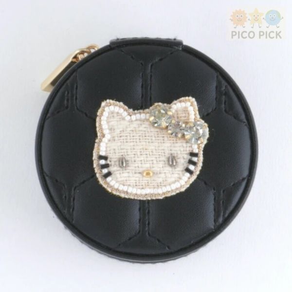 日本 Hello Kitty × MAYGLOBE 刺繡珠飾圓形收納珠寶盒 