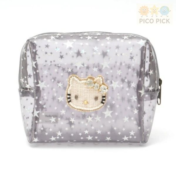 日本聯名｜Hello Kitty × MAYGLOBE 星空亮片透明化妝收納包 