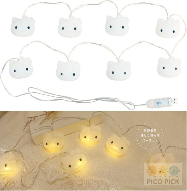 日本三麗鷗 Hello Kitty USB燈串燈｜矽膠造型掛飾燈 Garland Light 
