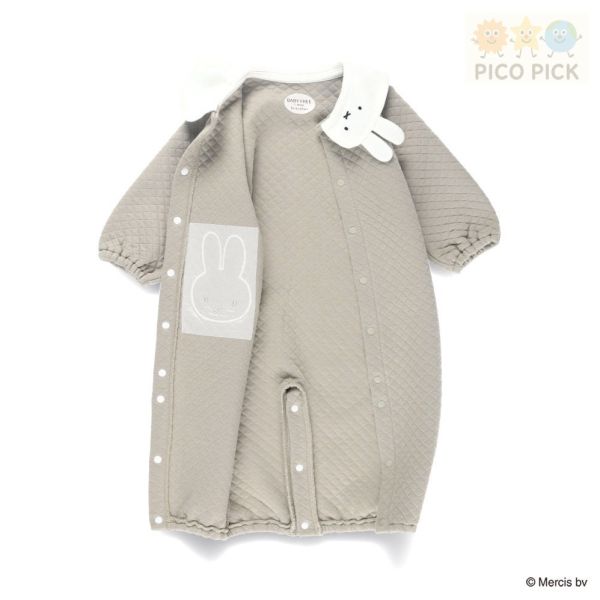 日本｜Branshes × 米飛兔 MIFFY 2WAY拼接被子連身衣 粉紅/米灰｜寶寶長袖連身服 均碼 Branshes 米飛兔 連身衣、2WAY 睡袍、日本嬰兒服飾、米飛兔寶寶衣、日本童裝代購