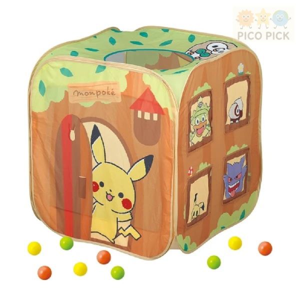 日本直送｜正版Monpoke 皮卡丘球屋遊戲帳（附30顆彩色球）｜室內球池｜帳篷玩具 