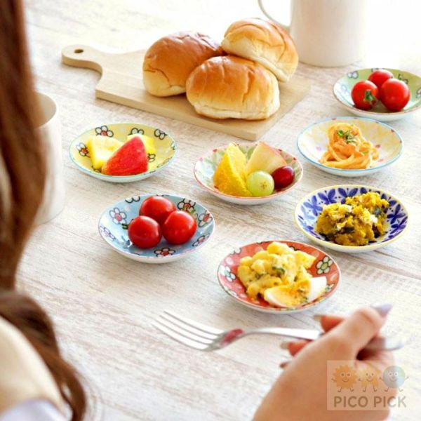 日本製 moka花卉系列 小皿8入組 彩色小盤 禮盒組 