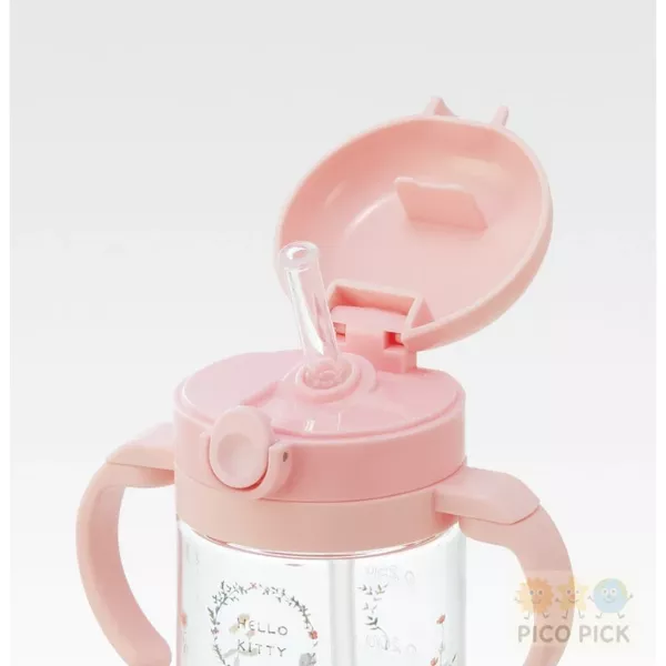 日本直送｜Hello Kitty 摺疊雙耳＋肩背帶 吸管學習杯 370ml 