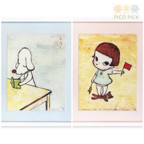 日本【Yoshitomo Nara 奈良美智】特別額裝版海報（手旗信號少女/狗狗）附原裝表框 