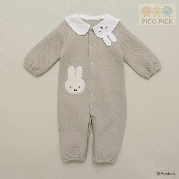日本｜Branshes × 米飛兔 MIFFY 2WAY拼接被子連身衣 粉紅/米灰｜寶寶長袖連身服 均碼 Branshes 米飛兔 連身衣、2WAY 睡袍、日本嬰兒服飾、米飛兔寶寶衣、日本童裝代購