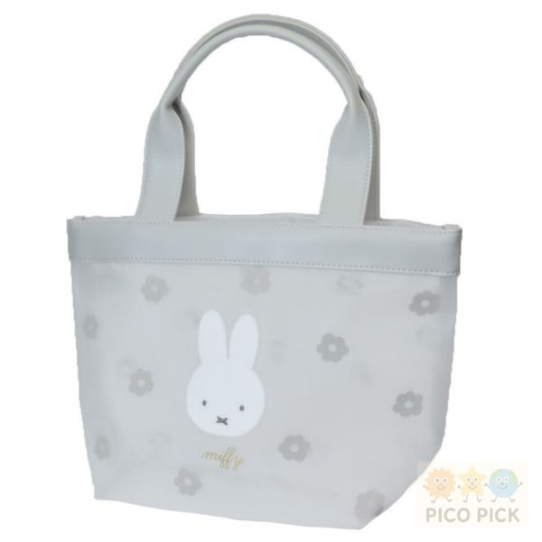 日本直送｜Miffy 櫻花花紋透氣網眼迷你托特包｜兩色可選（灰／米） 