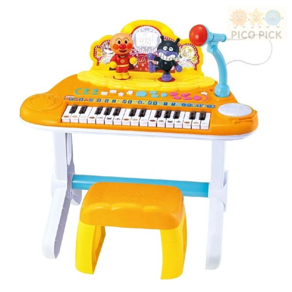 日本直送｜正版Anpanman 麵包超人舞台鋼琴玩具組（附麥克風與座椅） 