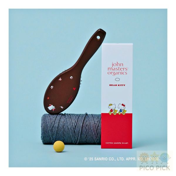 日本限定聯名John Masters Organics × Hello Kitty天然豬鬃按摩氣墊梳｜護髮梳 combo paddle brush／mini brush 