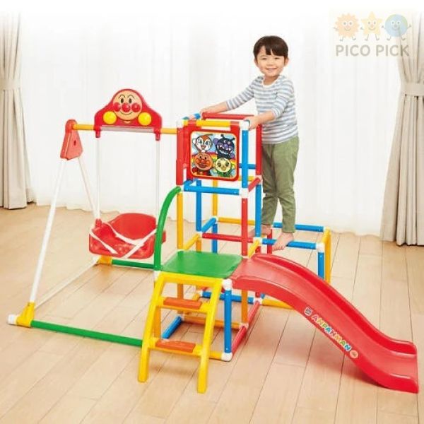日本直送｜日本正版ANPANMAN 麵包超人 4WAY 滑梯鞦韆攀爬組｜室內溜滑梯 