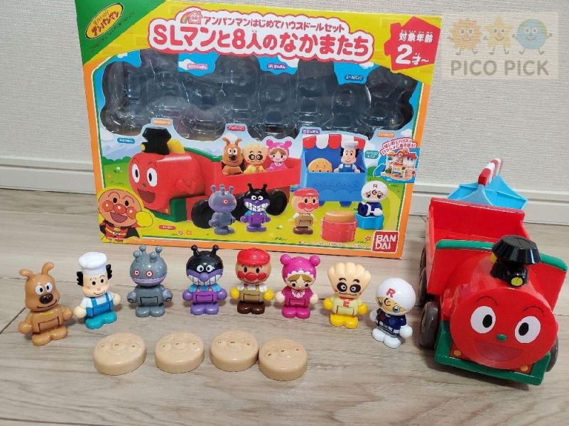 日本直送｜麵包超人 大型SL曼列車＋8款角色人偶套裝（含拖車與麵包配件） 