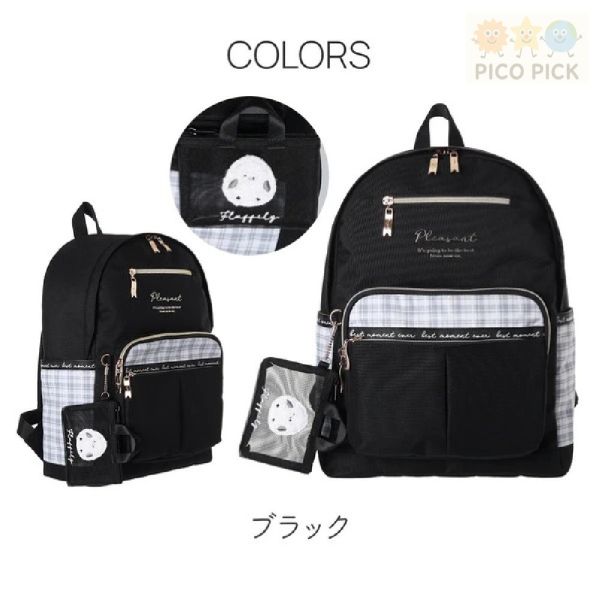 日本直送  正版Coboca+ 長尾山雀刺繡格紋拼接後背包（附迷你包吊飾）｜A4 收納｜防菌防臭｜兒童書包 