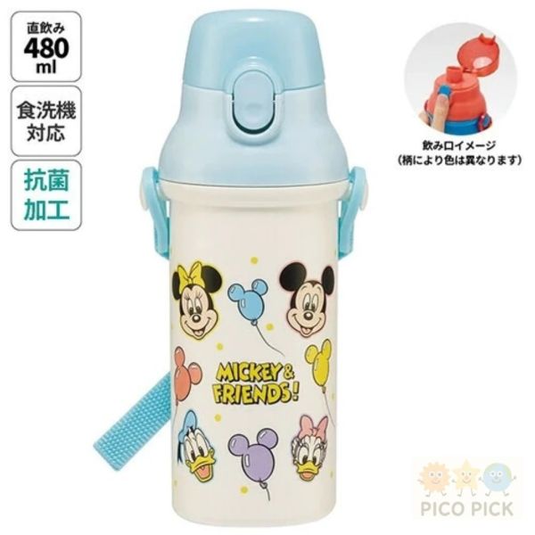 日本 直送 日本製卡通角色直飲水壺 480ml（附背帶）/汪汪隊/小美人魚/迪士尼公主/玩具總動員 