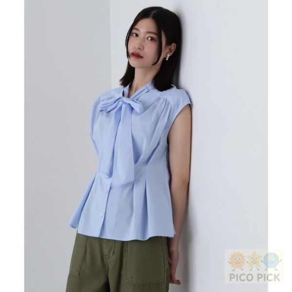 日本直送｜N. by NATURAL BEAUTY BASIC 夏季綁帶無袖襯衫｜領口蝴蝶結設計上衣 