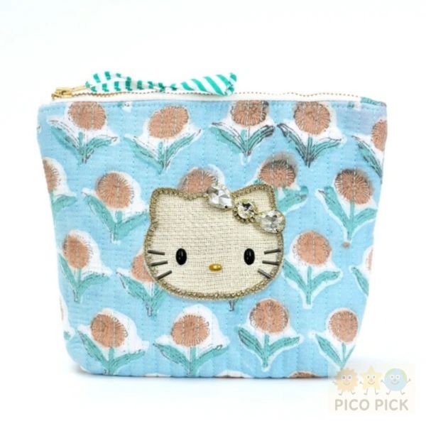 日本手工精緻珠繡｜Hello Kitty × MAYGLOBE 品牌聯名刺繡包（立體收納包／化妝包） 