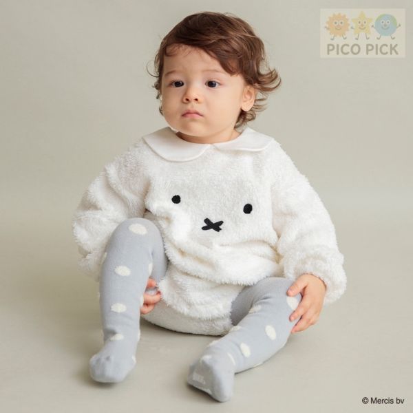日本｜Branshes × 米飛兔 MIFFY 長袖絨毛上衣 粉紅/米白｜寶寶毛絨衣 70/80公分 Branshes 米飛兔 上衣、寶寶絨毛衣、日本嬰兒童裝、米飛兔秋冬童裝、日本童裝代購