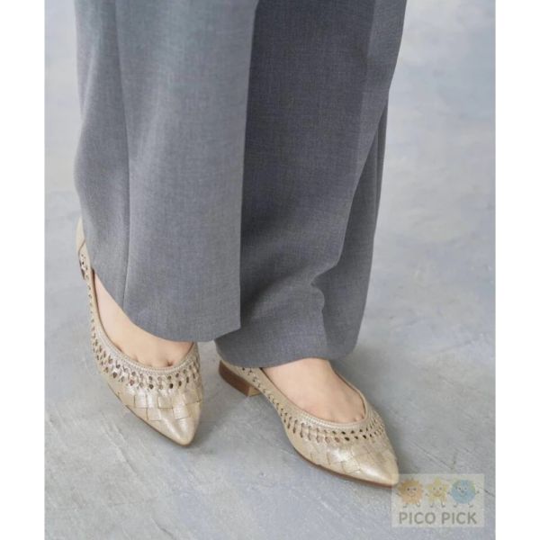 日本 直送Le Talon 編織尖頭平底鞋（黑／奶白/金屬色） Le Talon全系列代購 