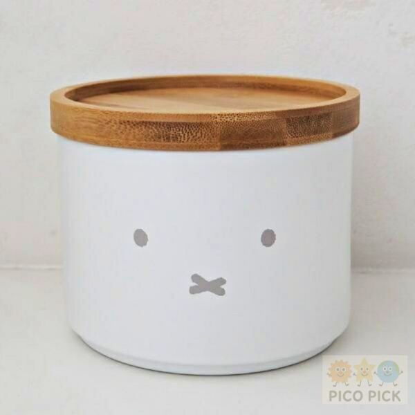 日本 Miffy 米飛兔竹蓋鋼製收納罐 900ml｜可堆疊罐 密封罐 點心罐 