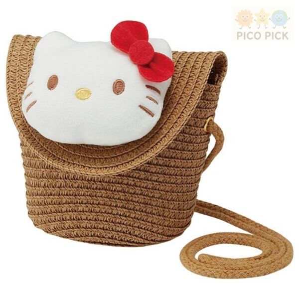 日本 Sanrio 三麗鷗 日本正版 草編斜背包（圓形包 / 方形包）（庫洛米 / 大耳狗 / Hello Kitty / My Melody） 